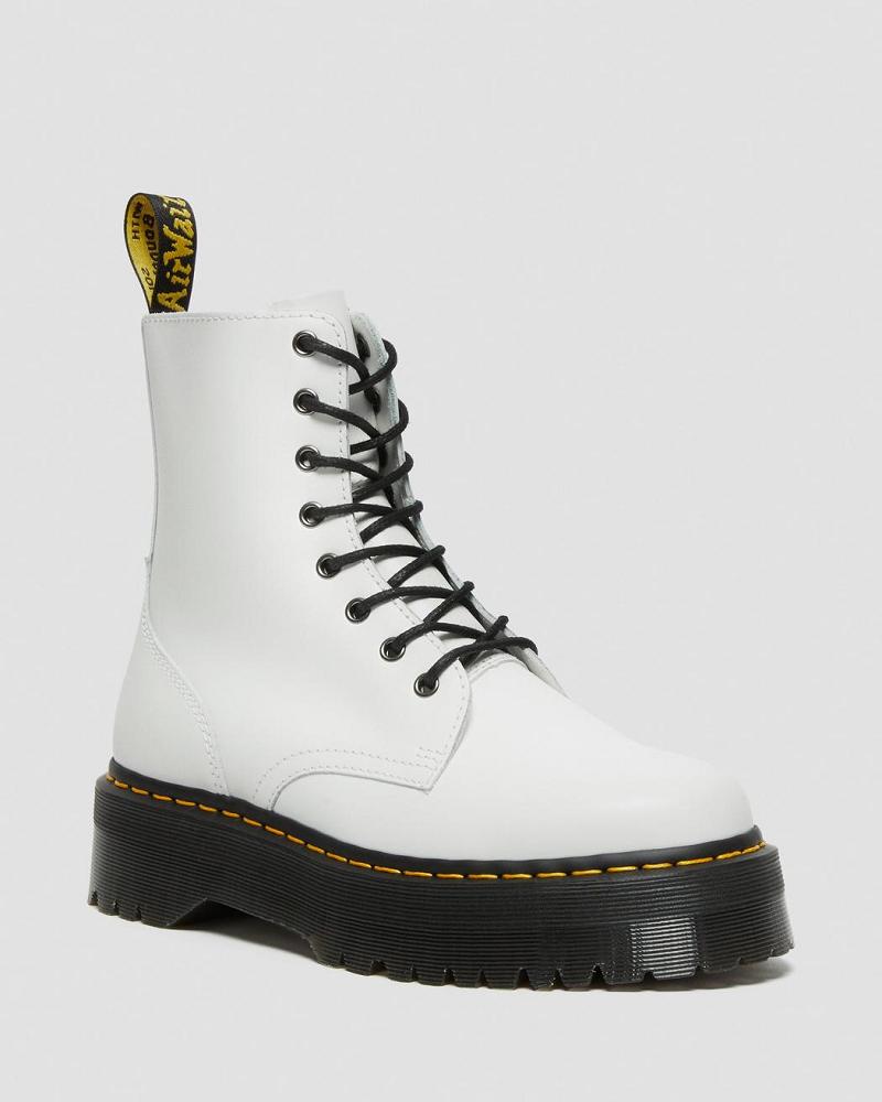 White Men\'s Dr Martens Jadon Smooth Leather Platform Boots | CA 561BEX